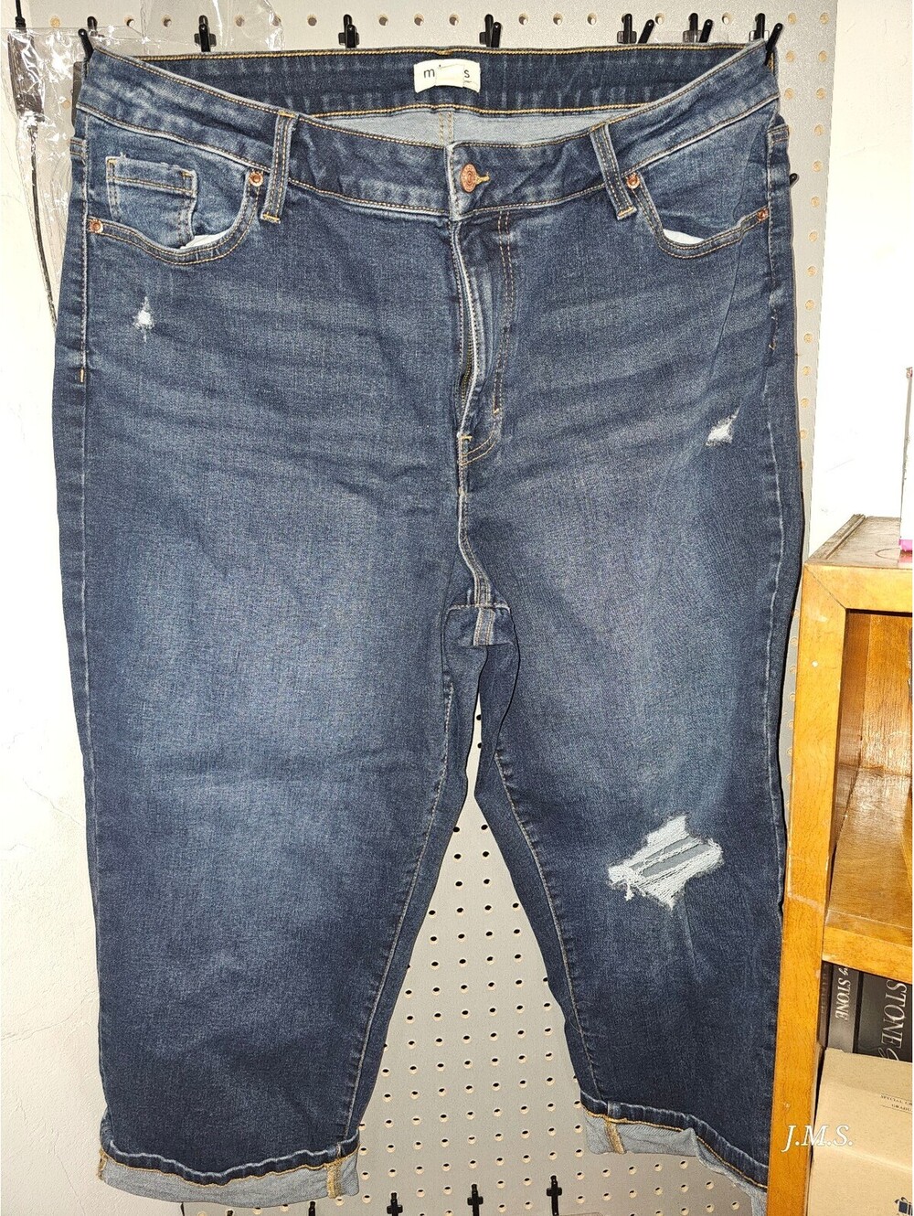 Plus Size 20W m jeans by Maurices Dark Blue High Rise Relaxed Straight Cropped